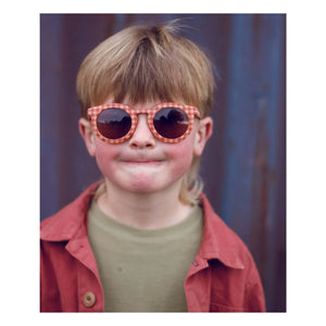 Grech & Co – Klassische Vichy Polarisierte Sonnenbrille aus Naturfaser | Blassrot