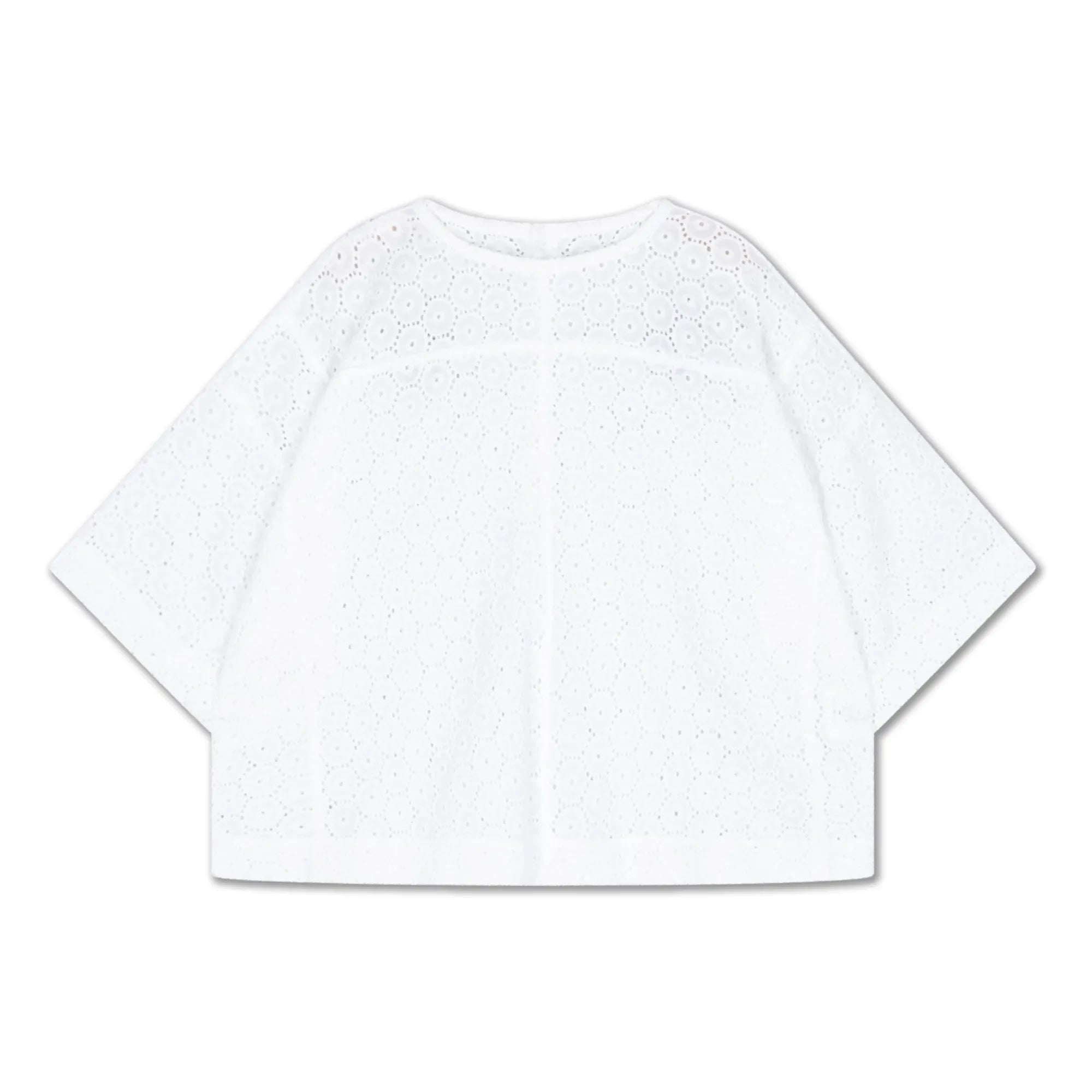 Repose AMS - Bluse mit Knöpfen hinten, bestickte Anglaise Bio-Baumwolle | Weiß
