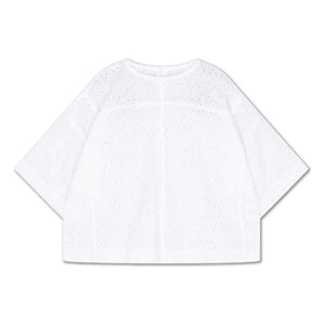 Repose AMS - Bluse mit Knöpfen hinten, bestickte Anglaise Bio-Baumwolle | Weiß