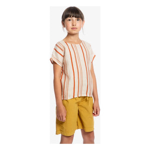 Matona - Easy Gestreiftes Leinen-T-Shirt | Gebrochenes Weiß