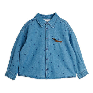 Mini Rodini - Bio-Baumwoll-Jeanshemd mit Punkten | Blau