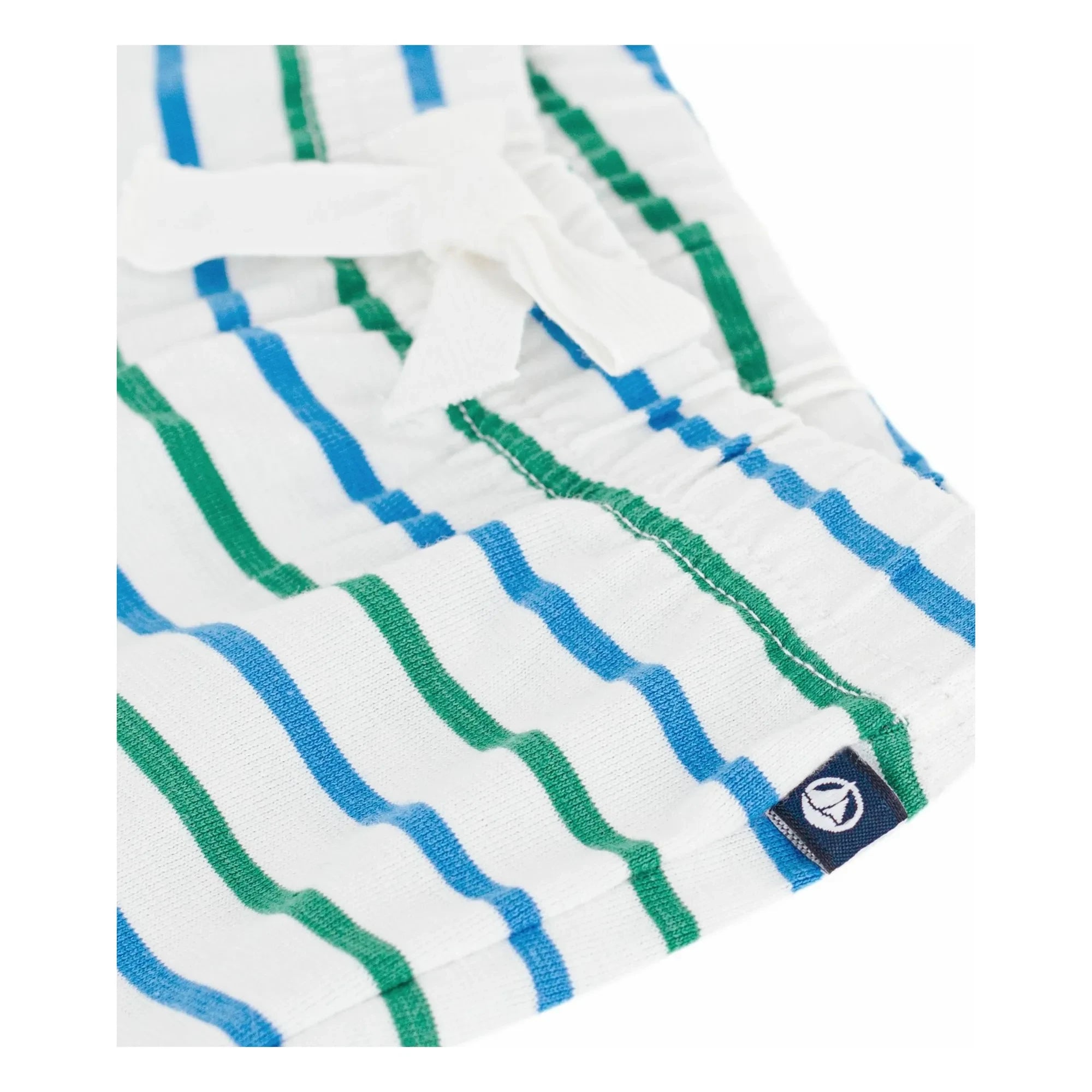 Petit Bateau – Gestreifte Fleece-Shorts | Weiß