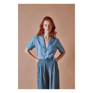 Emile et Ida – Blaue Chambray-Baumwollbluse