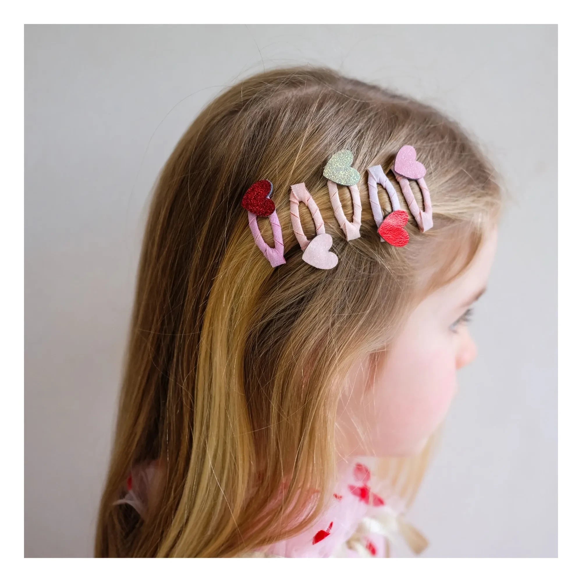 Mimi & Lula - Rosa 5-teiliges Mini-Herz-Haarklammern-Set