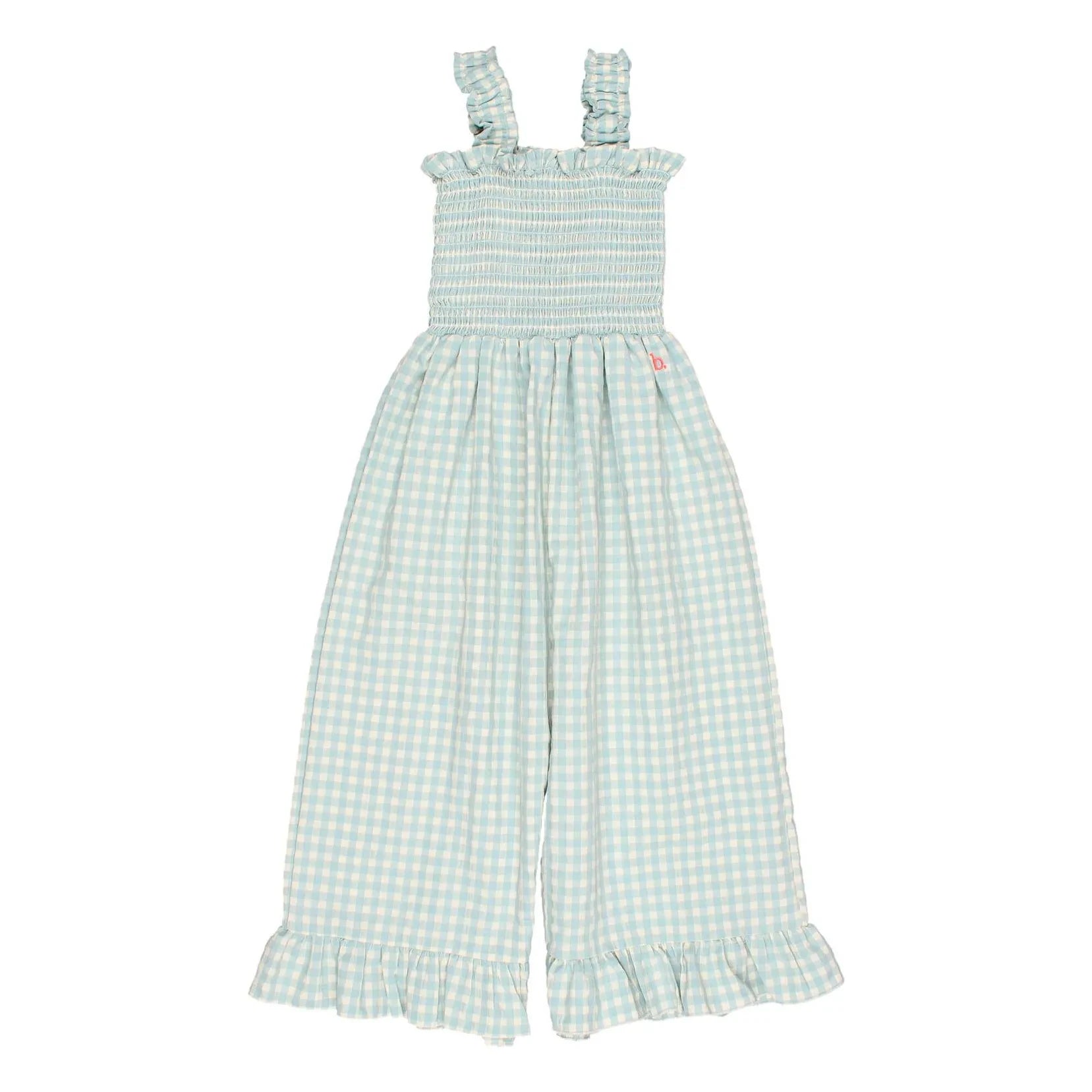 Búho - Vichy Seersucker-Strampler | Aqua