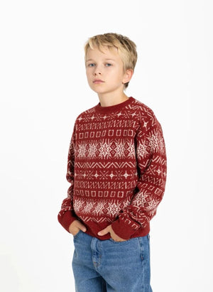 Hundred Pieces - Mika Jacquard Merinowolle Pullover | Dunkelrot
