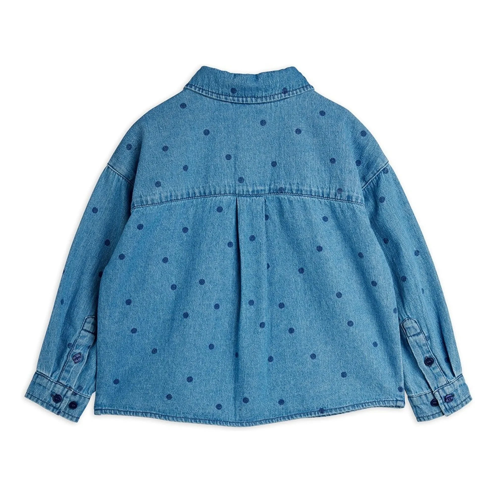 Mini Rodini - Bio-Baumwoll-Jeanshemd mit Punkten | Blau