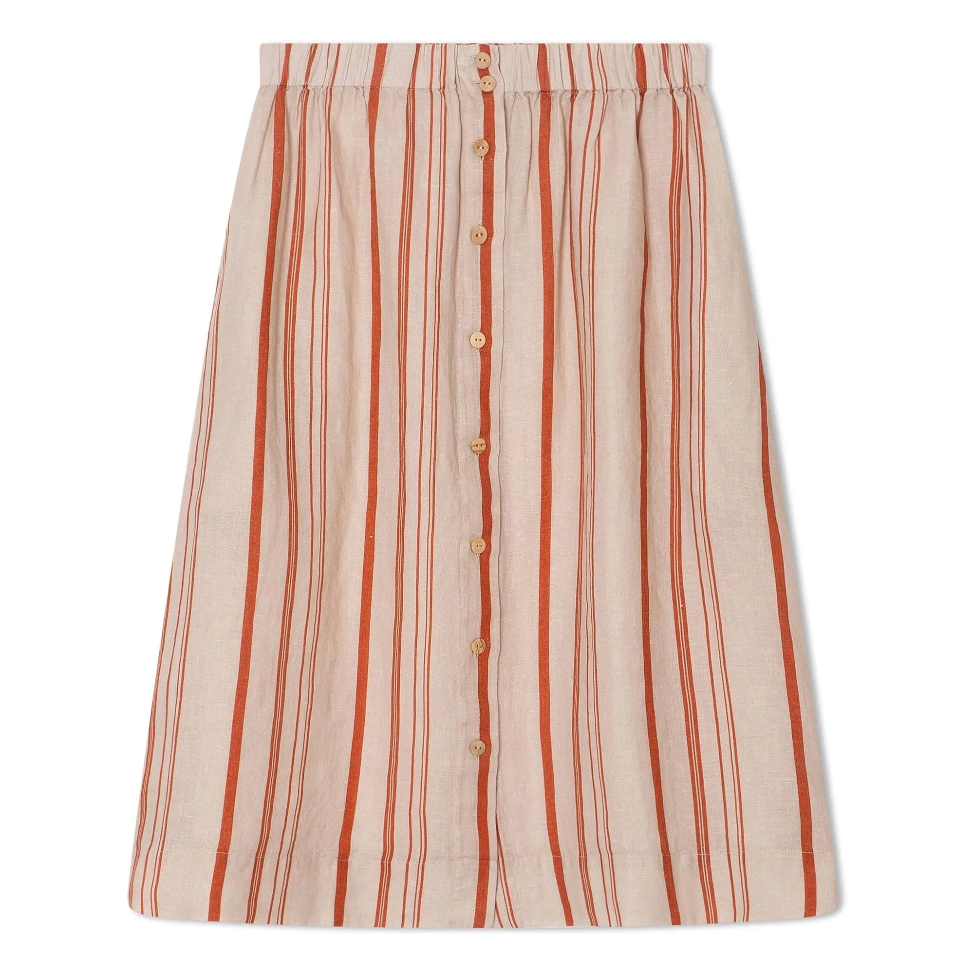 Matona - Gestreifter Leinen-Midi-Rock | Off-White