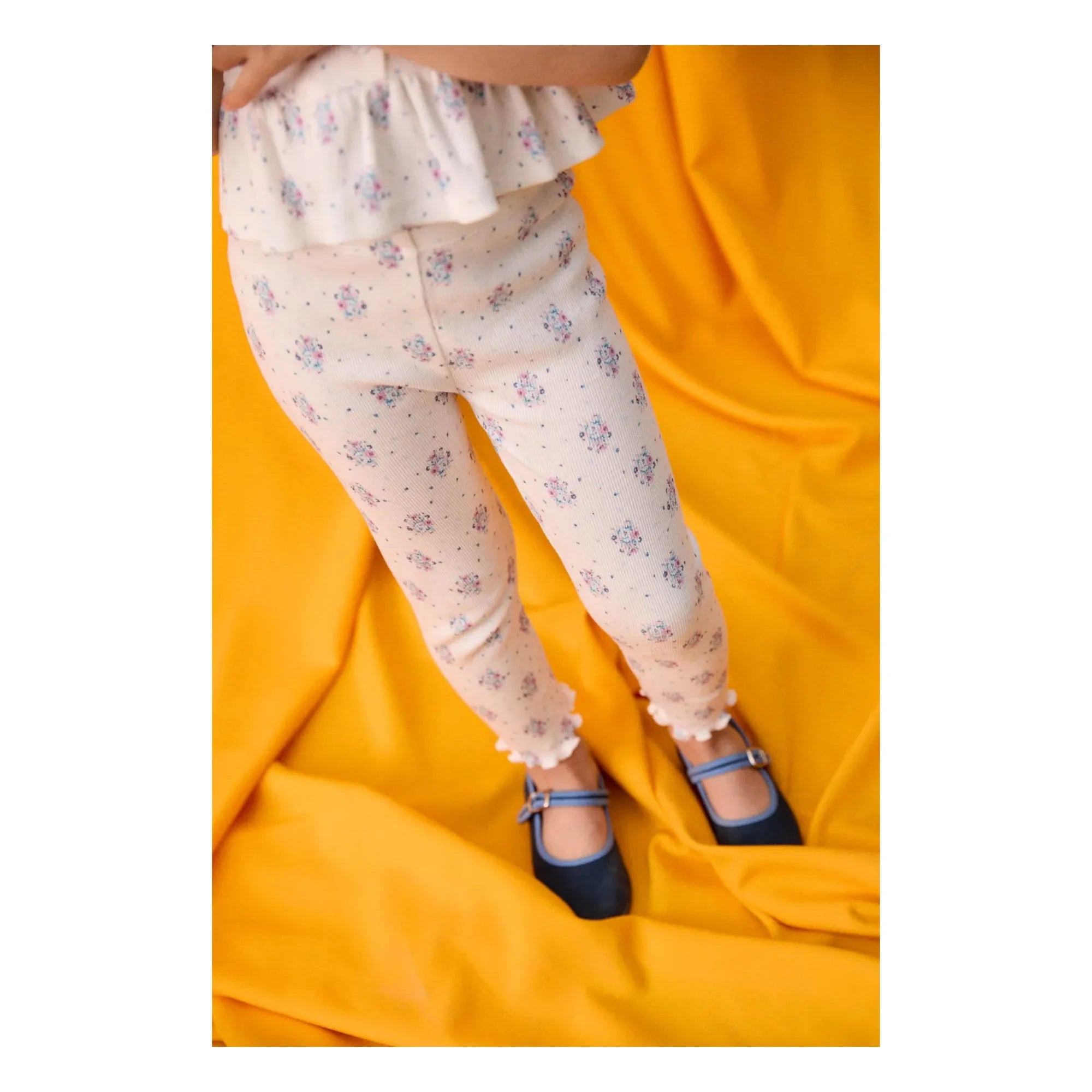 Louise Misha - Anandou Gerippte Leggings mit Blumenmuster | Creme