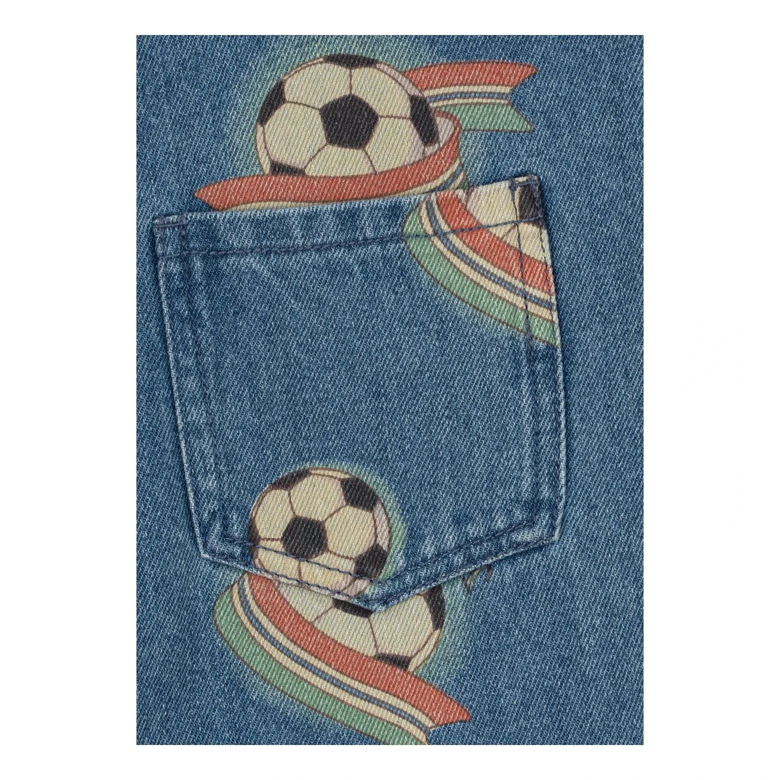 Konges Sløjd - Magot Organik Pamuk Denim Futbol Salopeti | Mavi