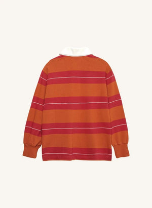 True Artist - Polo N°1 Çizgili Organik Pamuk | Turuncu
