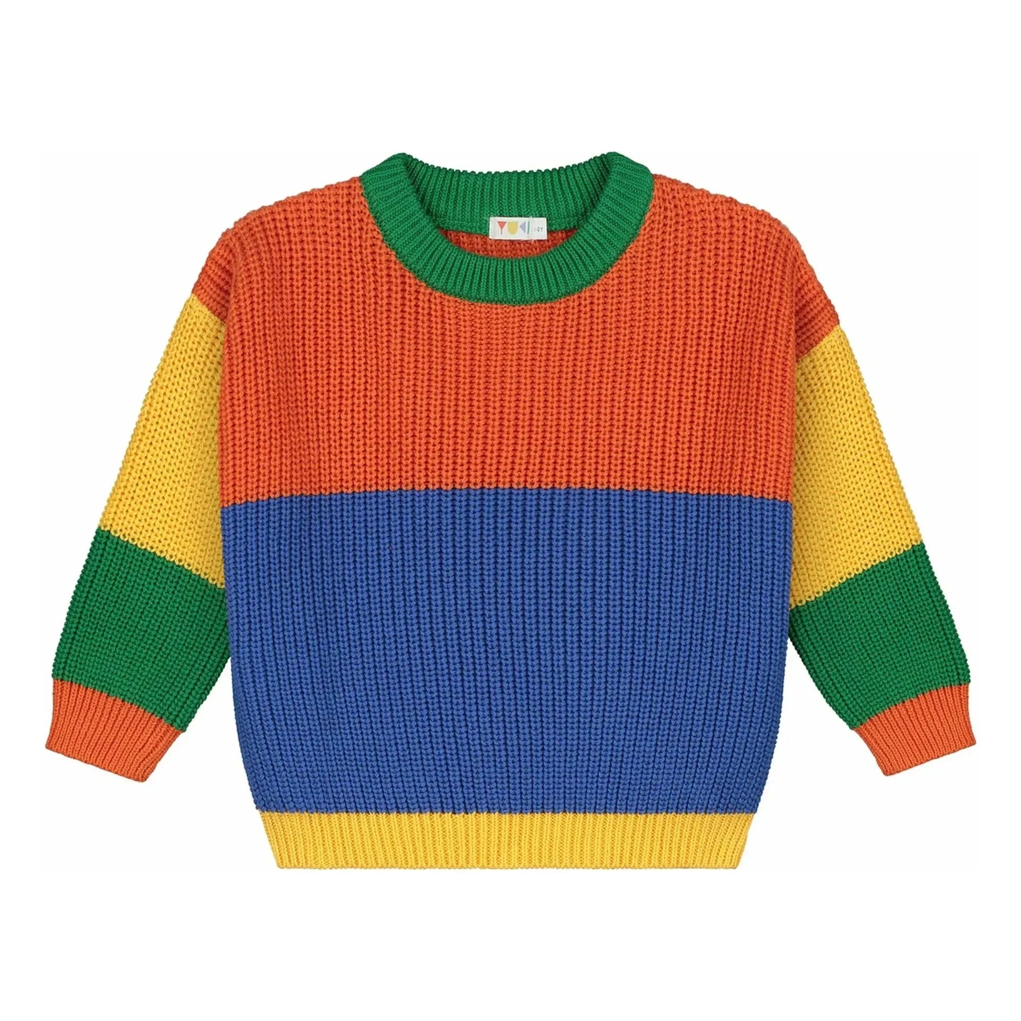 Yuki – Organic Cotton Colour Block Pullover | Orange