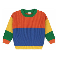 Yuki – Organic Cotton Colour Block Pullover | Orange
