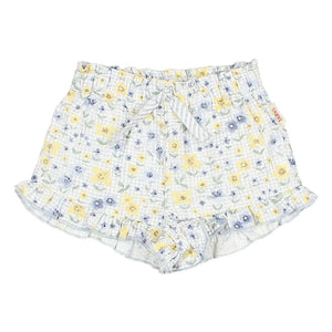Búho – Baby-Shorts aus Seersucker mit Blumenmuster | Hellblau