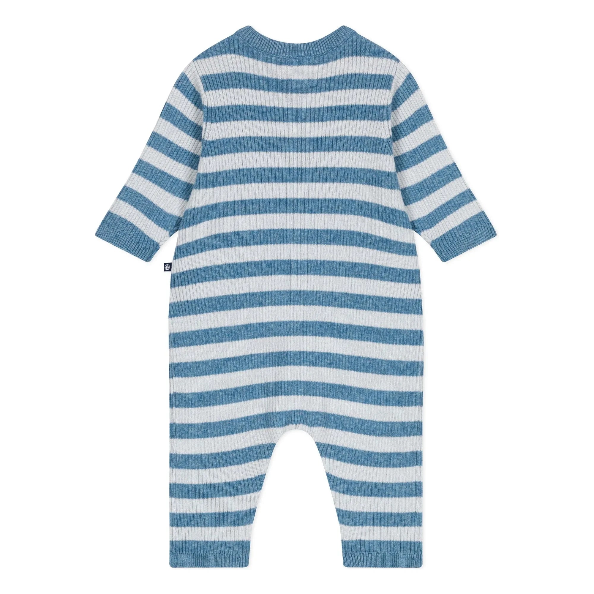 Petit Bateau - Gestreifter Wollstrampler | Blau