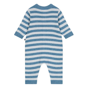 Petit Bateau - Gestreifter Wollstrampler | Blau