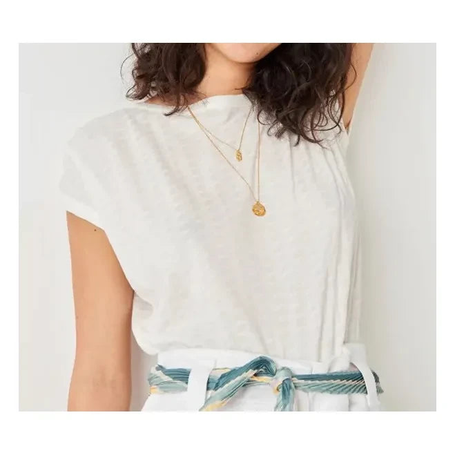 Sessùn - Sixto Jacquard-T-Shirt | Ecru