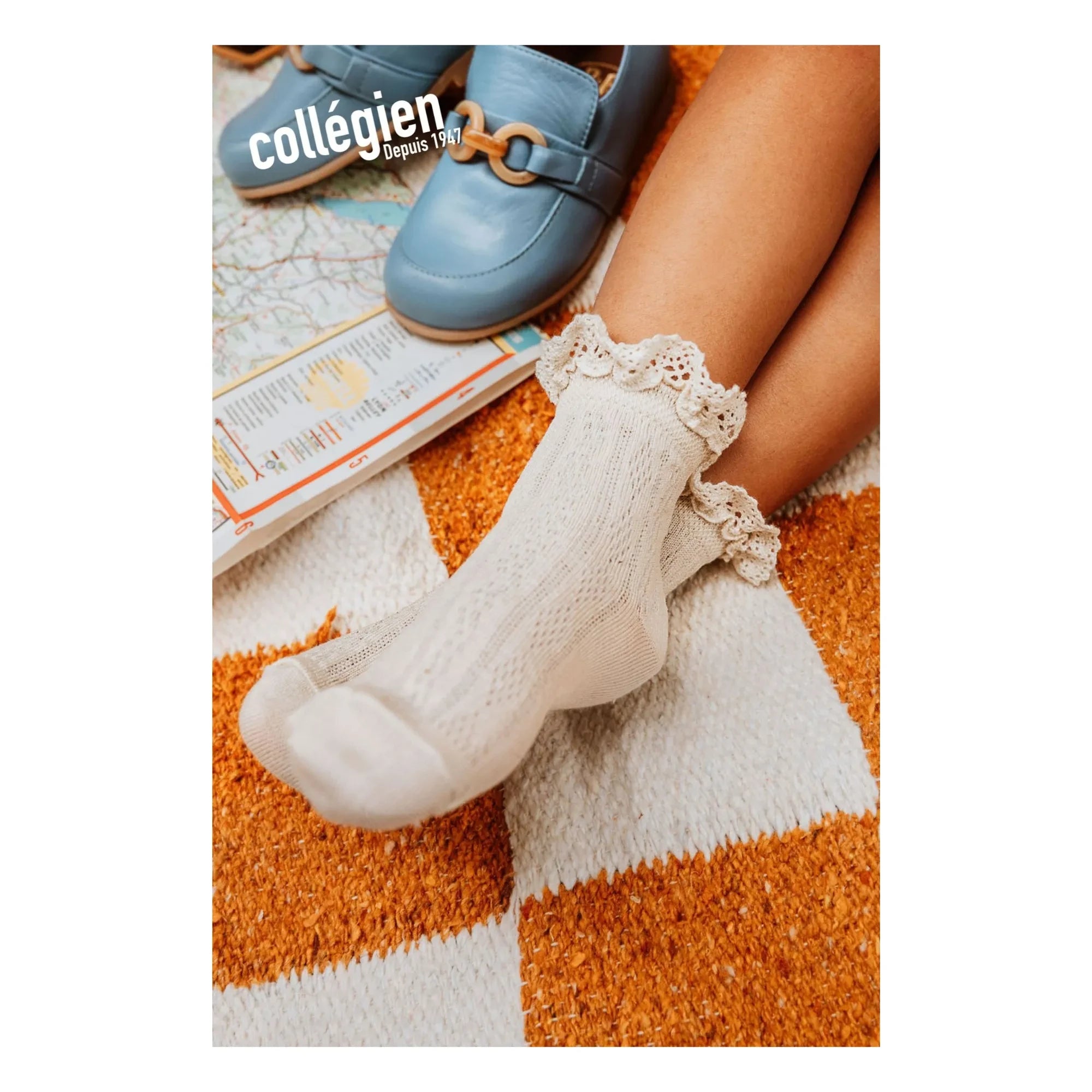 Collégien - Annette Spitzenrüschen-Socken | Natur