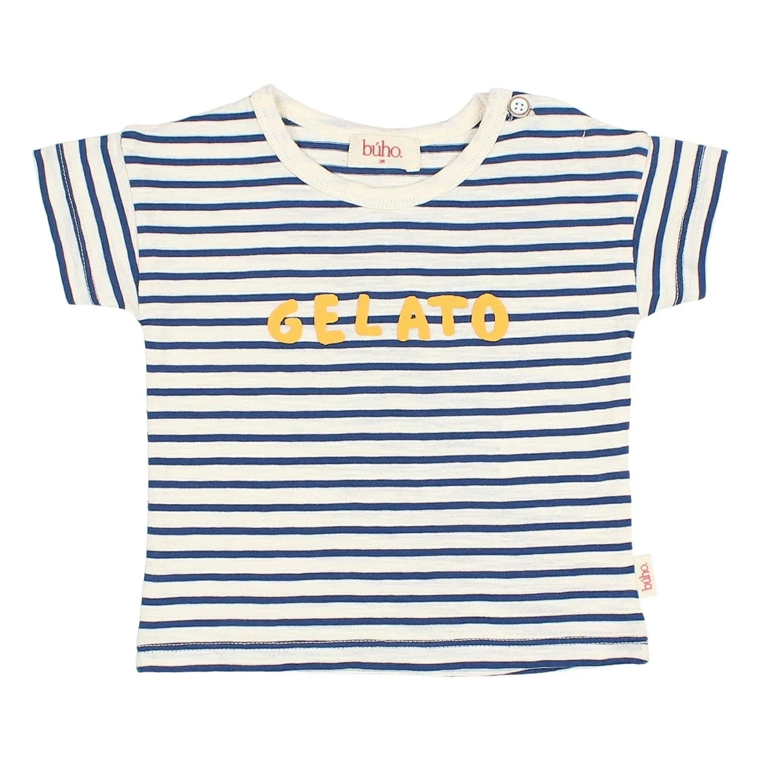 Búho - Gestreifte Gelato Bio-Baumwolle Baby T-Shirt | Marineblau