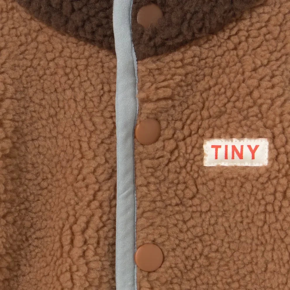 Tinycottons – Sherpa-Pilotenjacke mit Farbblock-Design | Braun