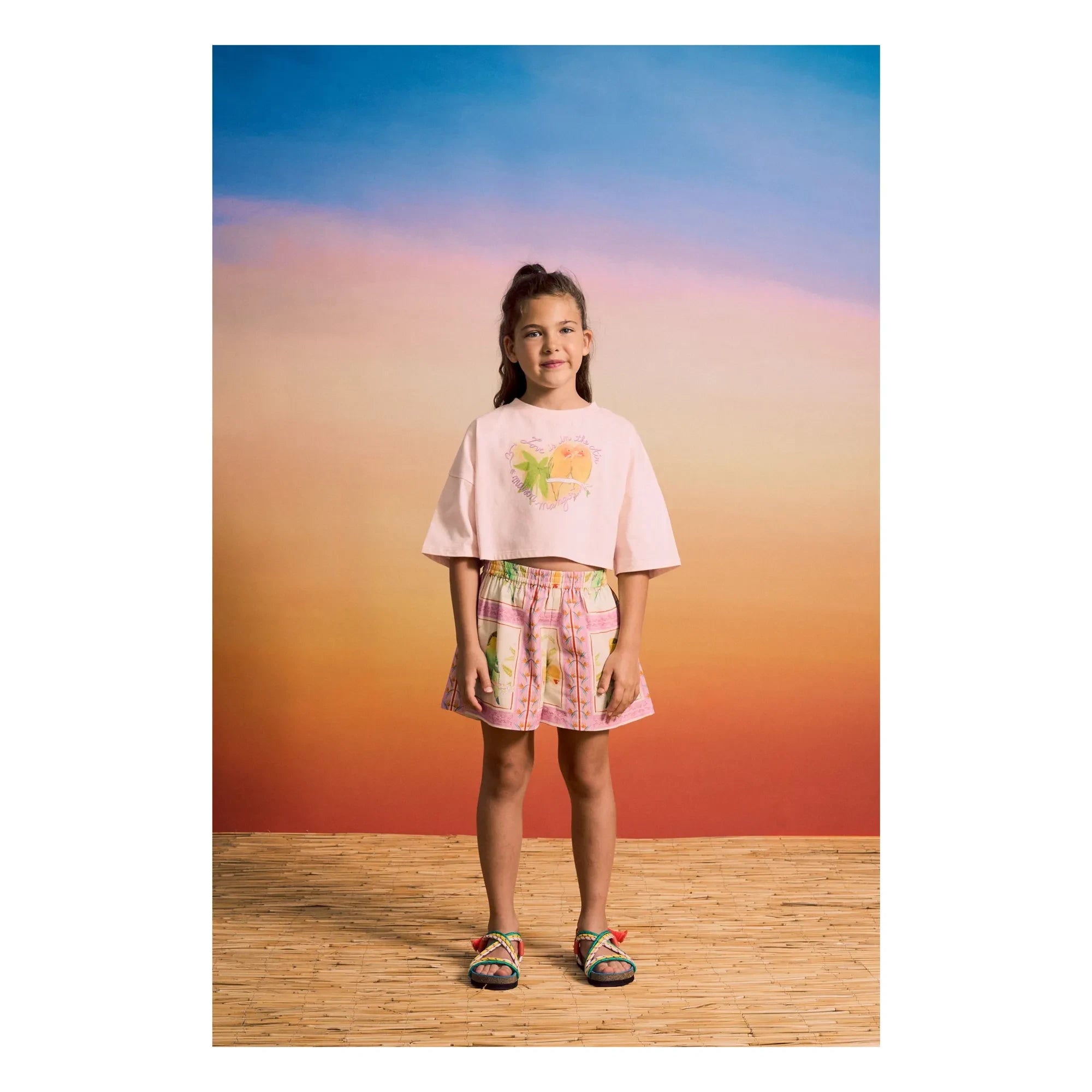 Maison Mangostan - Kurze Patchwork-Vögel | Rosa