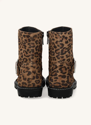 Angulus - Leopar Biker Tokalı Süet Çizmeler