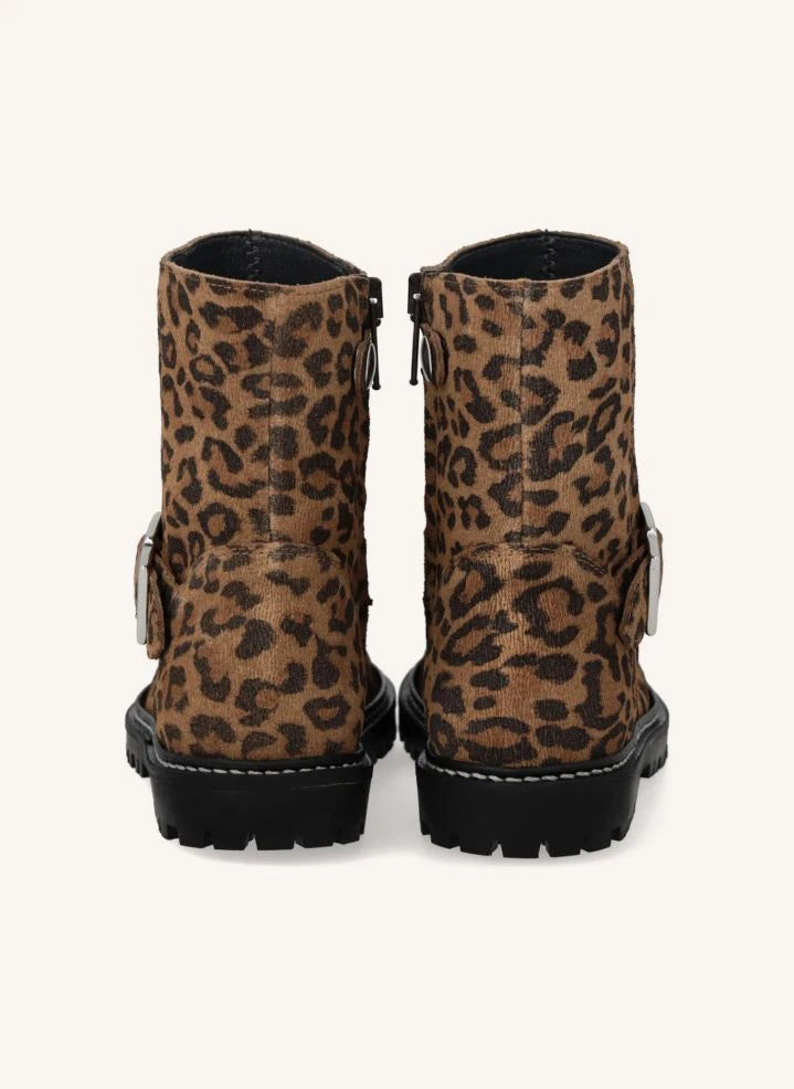 Angulus - Leopar Biker Tokalı Süet Çizmeler