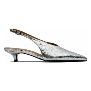 Lachoix - Metallic-Absatzschuh mit offener Ferse | Silber
