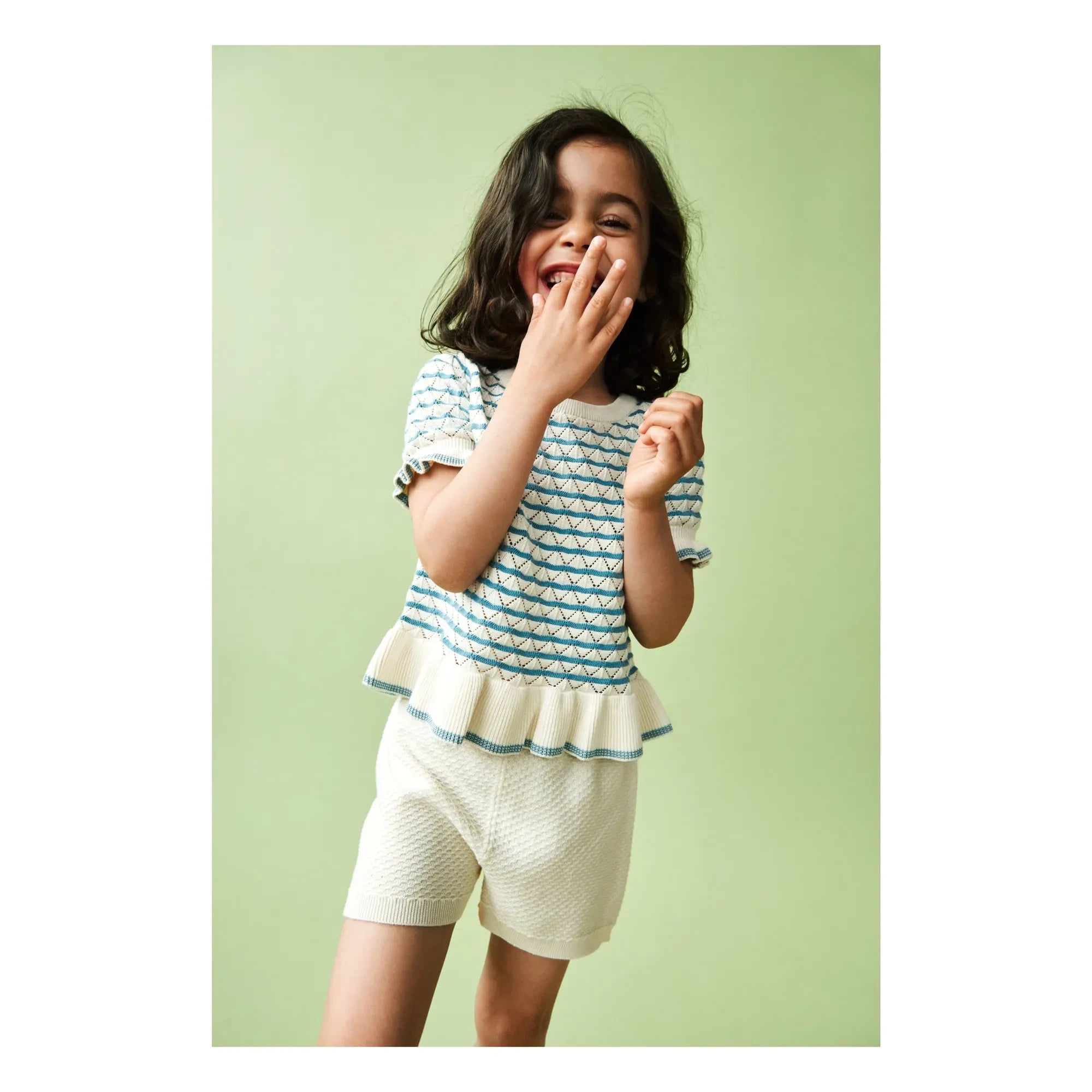 FUB - Pointelle T-Shirt aus Bio-Baumwolle | Azurblau