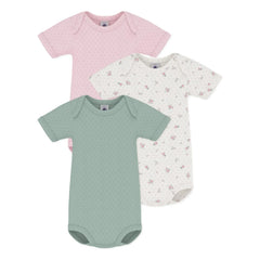 Petit Bateau - 3er-Set Bio-Baumwoll-Ajour-Baby-Bodys | Rosa