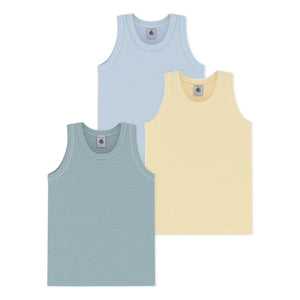 Petit Bateau - 3 Milleraies Ringelunterhemden | Blau