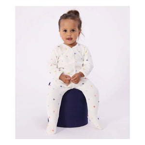 Petit Bateau - Strampler Cœurs Samtpyjama | Weiß