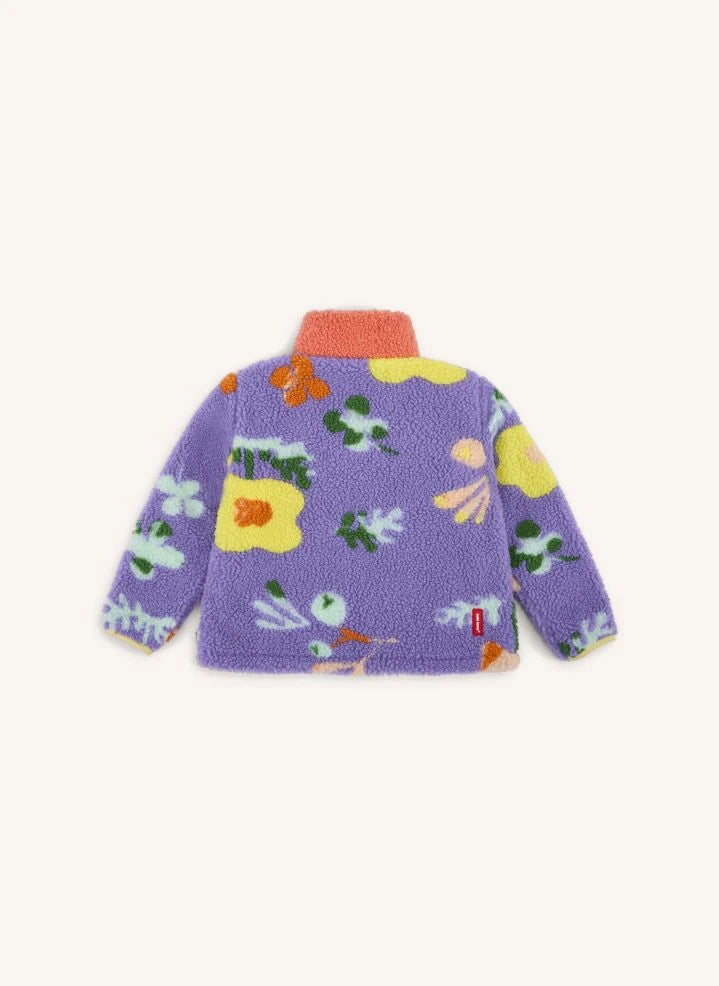 Hello Hossy - Blumenmuster Polar Fleece Jacke | Lila