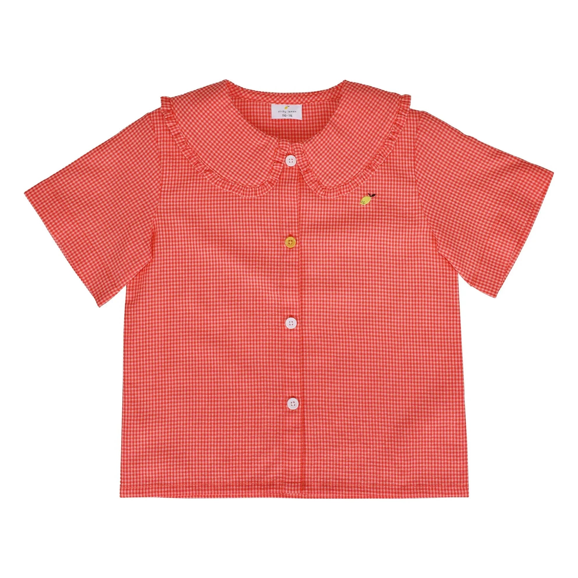 Sticky Lemon - Citron Petits Carreaux Bluse | Koralle