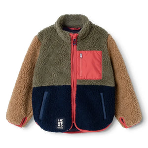 Liewood - Nolan Colorblock Sherpa-Stil Jacke aus recycelten Fasern | Khaki