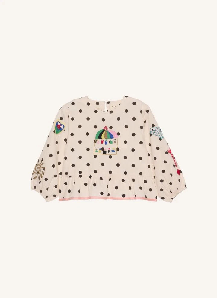 SISSEL EDELBO - Bluse Diana Pois aus biologischer Baumwolle - Kinderkollektion | Creme