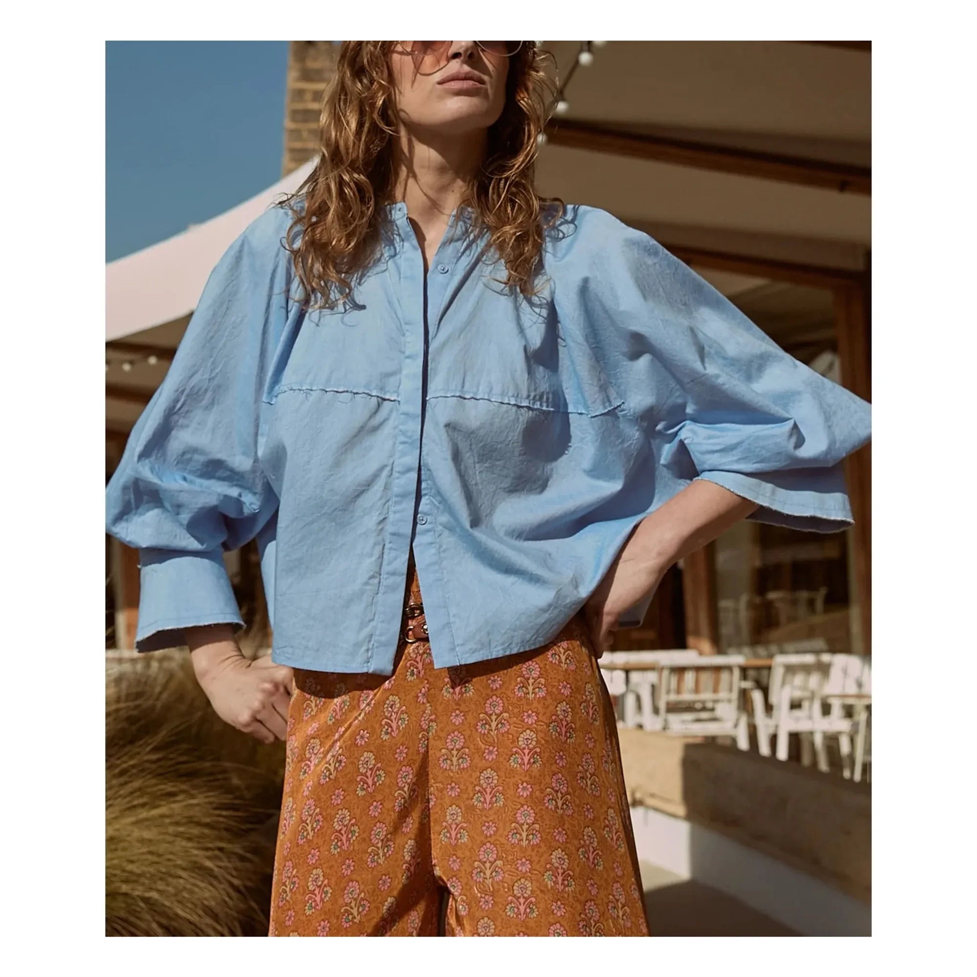 Mes Demoiselles - Soon Baumwoll-Popeline Bluse | Hellblau