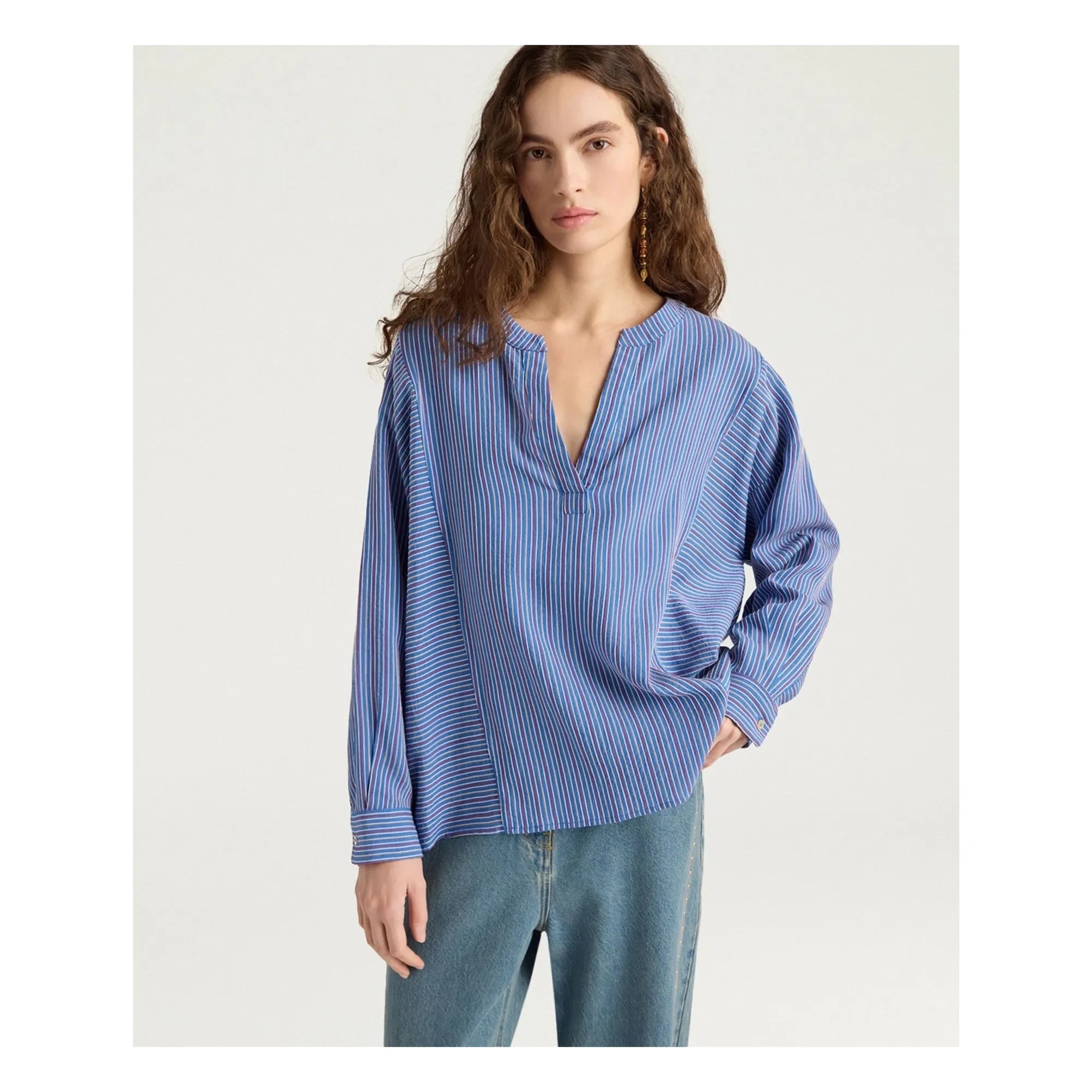 Momoni - Bluse mit Nadelstreifen | Blau
