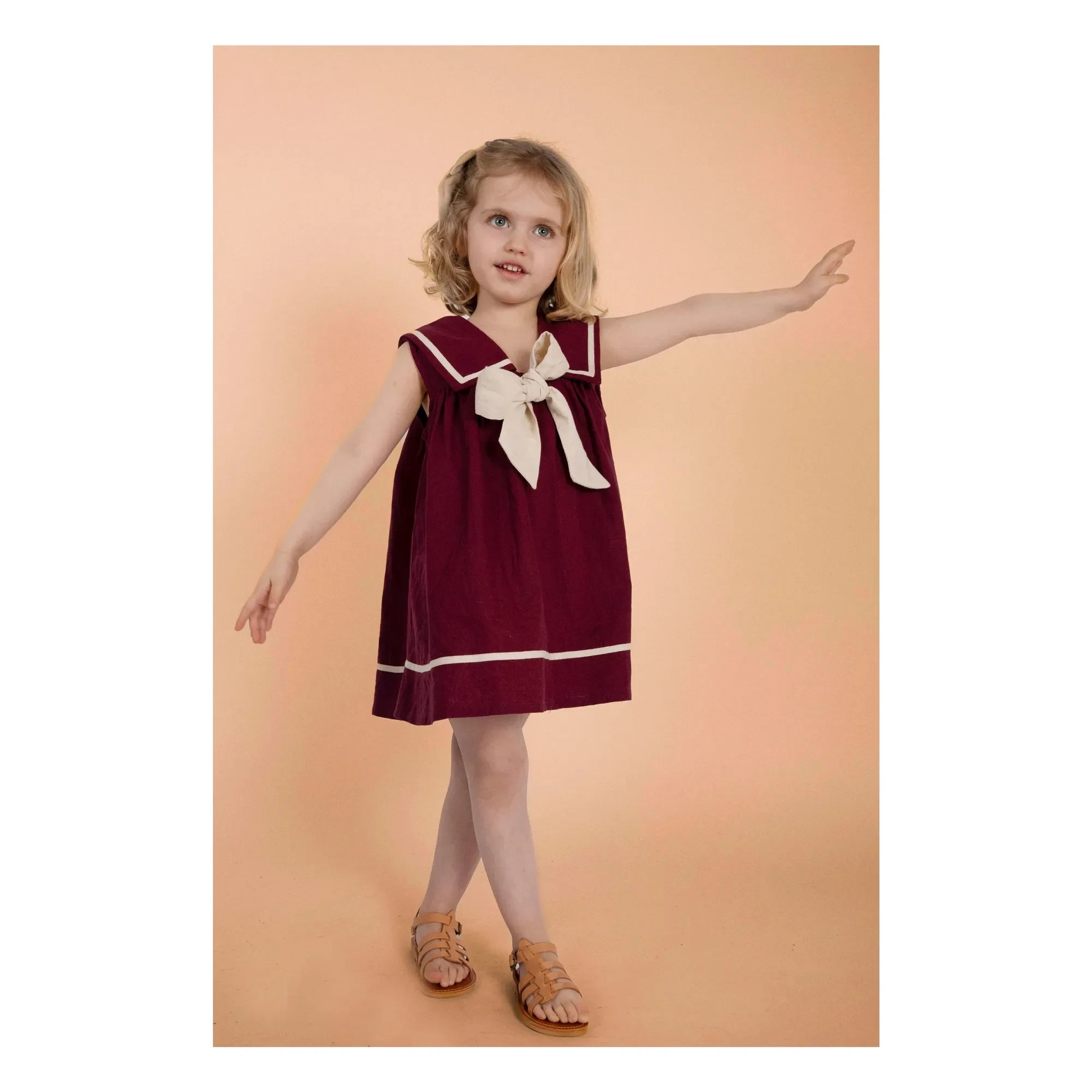 Loir - Gabriella Kleid mit Leinenschleife | Bordeaux