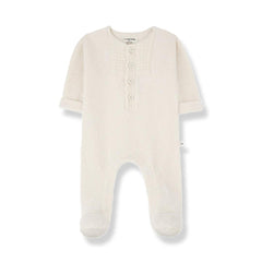 1+ In The Family Gael Jumpsuit w/feet - Ecru-Bodysuits-Ecru-3m | Natural Baby Shower