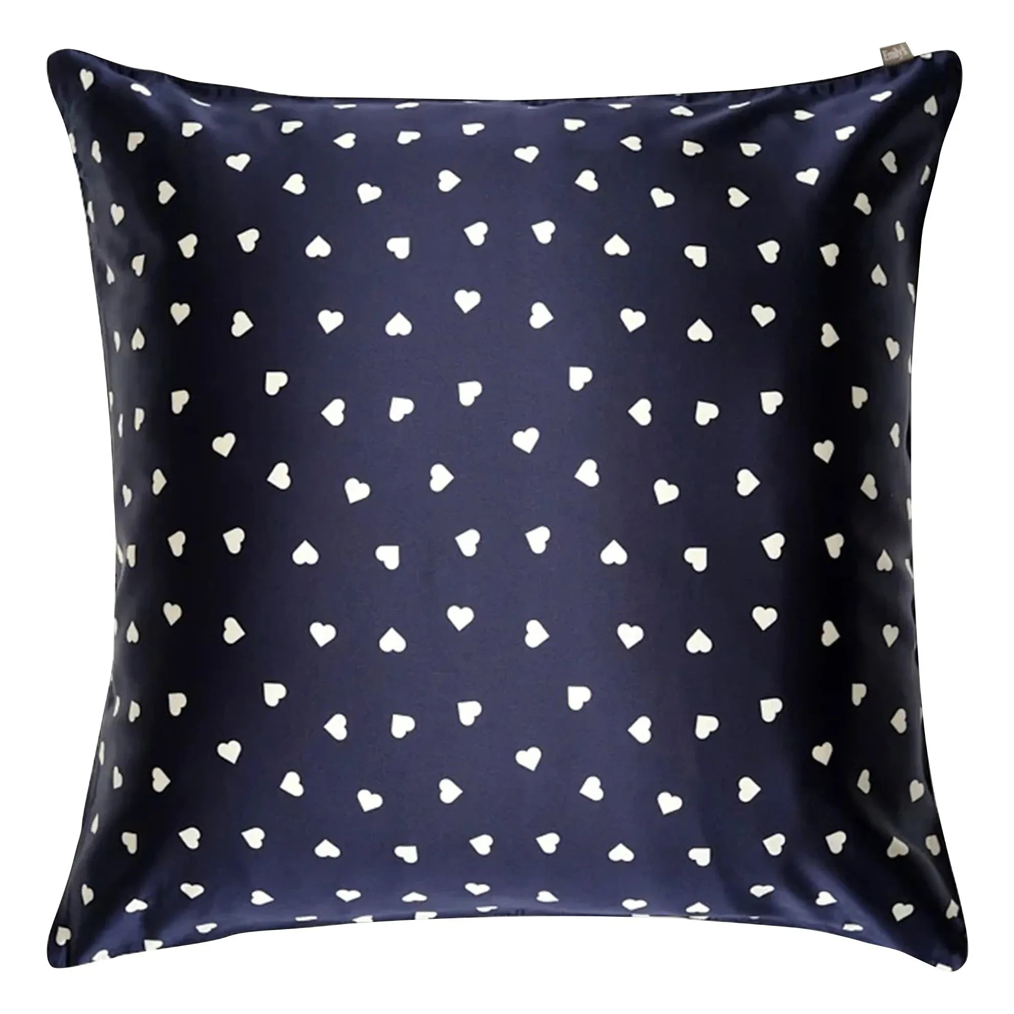 Emily's Pillow - Herzgemusterter Maulbeerseiden-Kissenbezug | Nachtblau