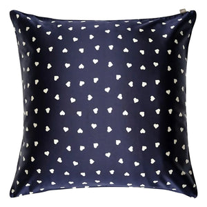 Emily's Pillow - Herzgemusterter Maulbeerseiden-Kissenbezug | Nachtblau