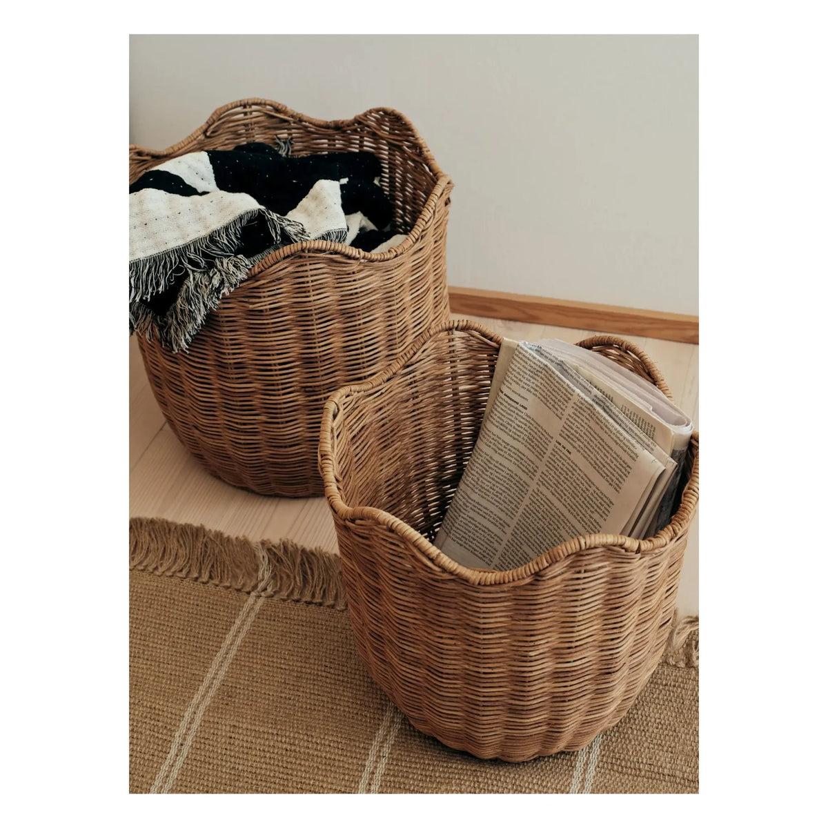 Broste Copenhagen - Lola Rattan-Aufbewahrungskörbe - 2er Set