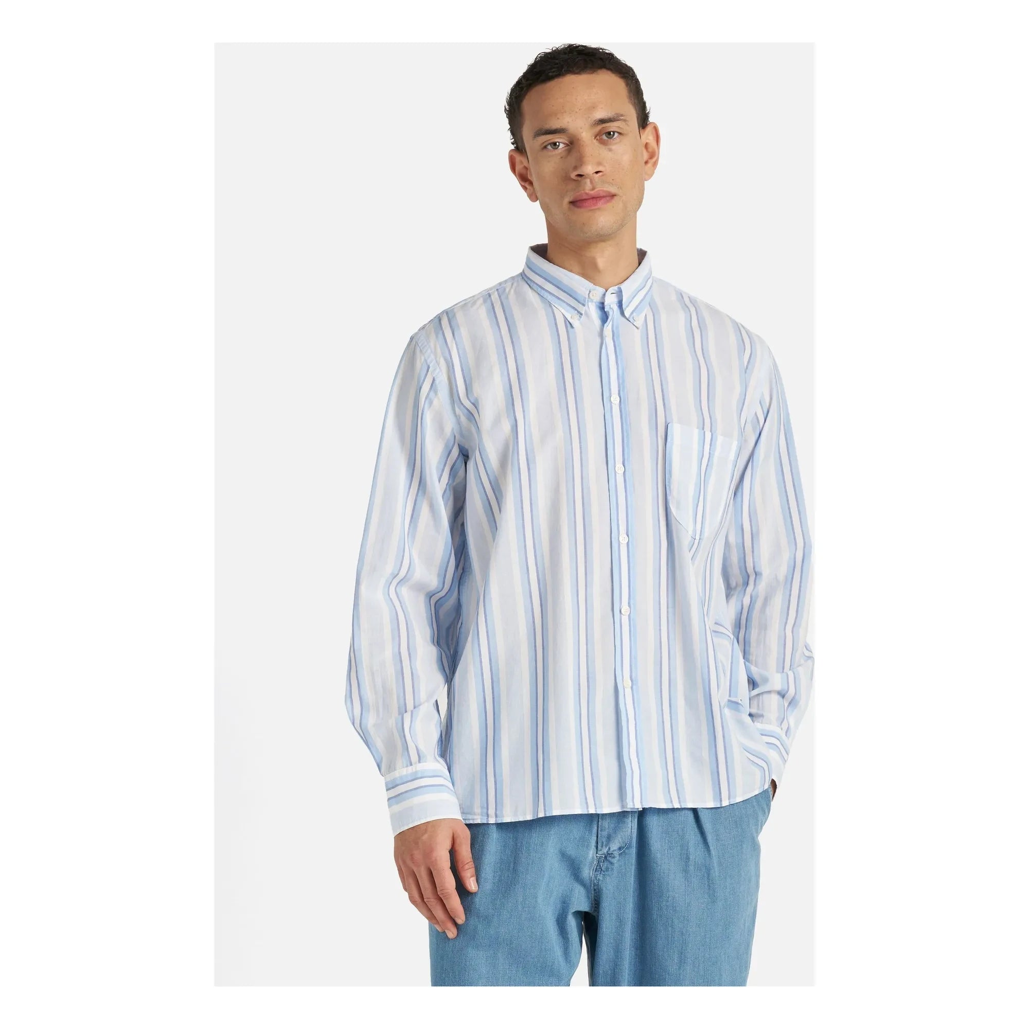 Universal Works - Lazy Day Hemd Gestreift | Blau