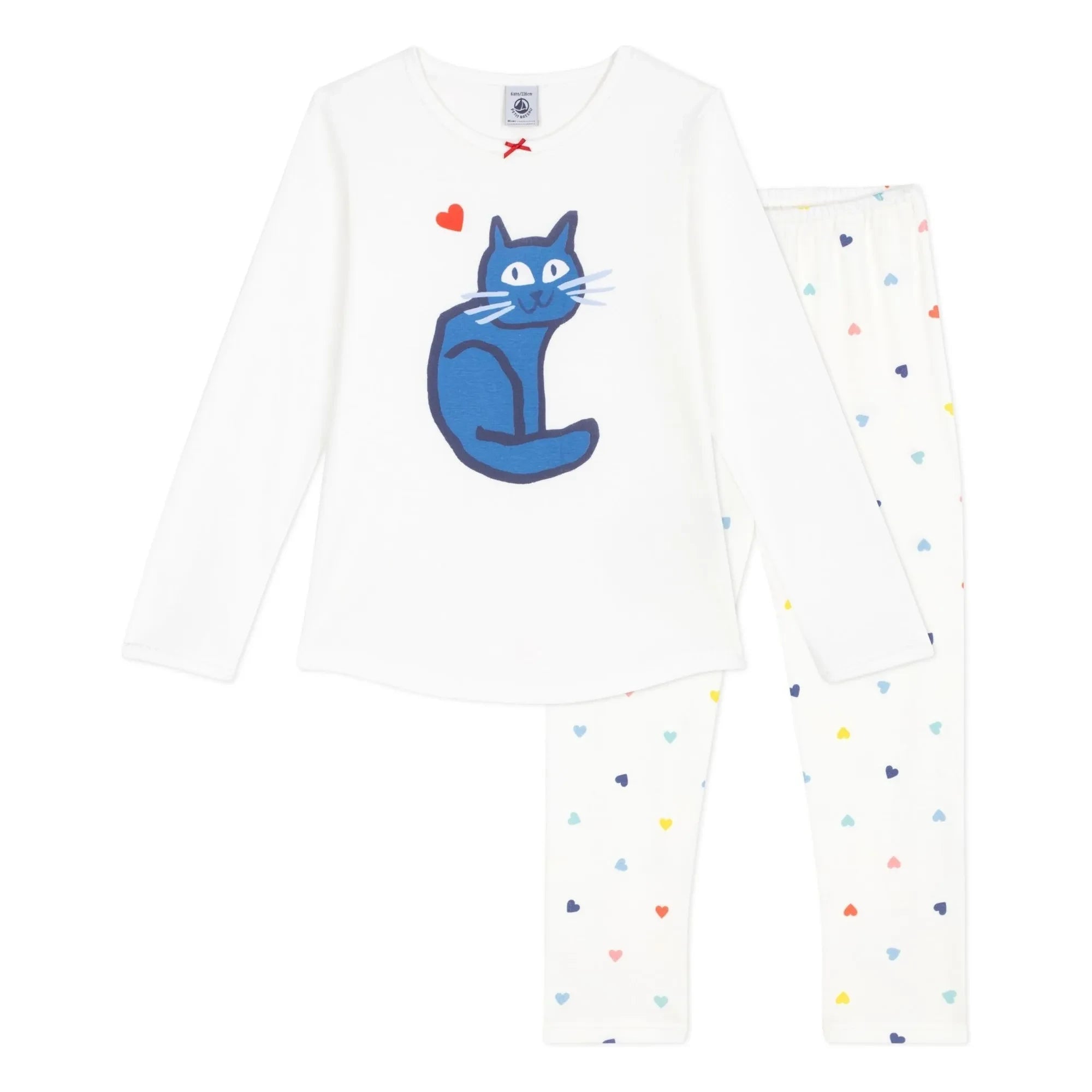 Petit Bateau - Katzenpyjama aus Bio-Baumwolle | Weiß