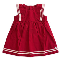 Petit Bateau - Organik pamuk elbise ve bloomer seti | Koyu kırmızı
