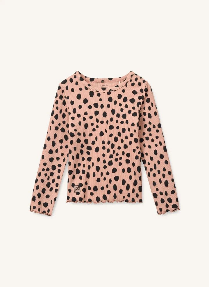 Liewood - Nieve Leopar Organische Baumwolle Ripp T-Shirt | Hellrosa