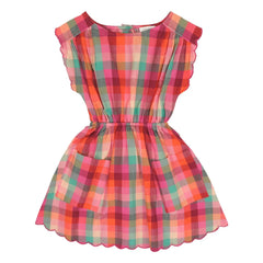 Jenest - Kiki Kleid, Biobaumwolle Karo | Fuchsia