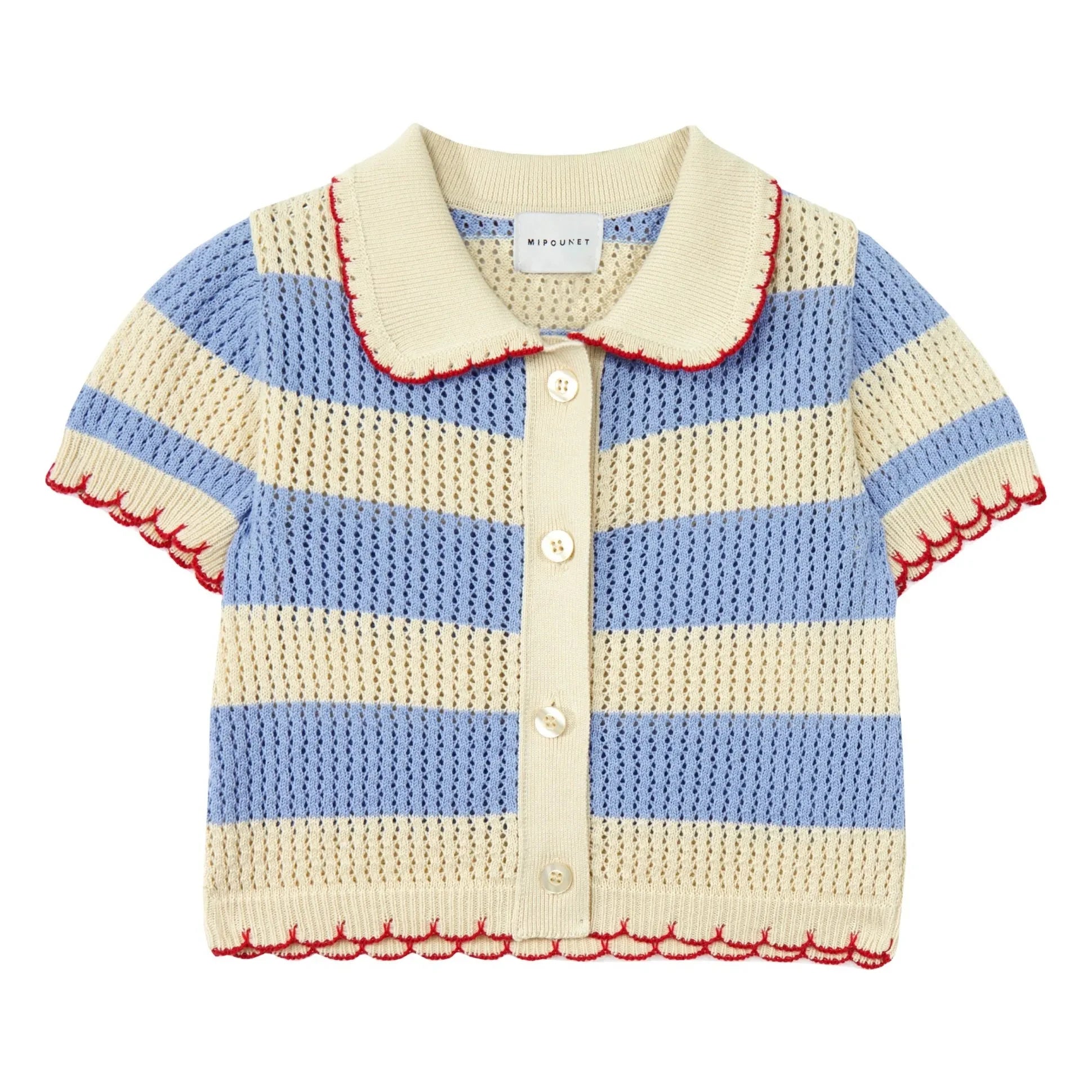 Mipounet - Gestreifte Vita Häkeljacke | Blau