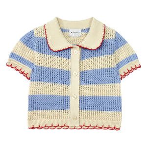 Mipounet - Gestreifte Vita Häkeljacke | Blau